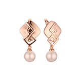 Pearl earrings in Rose Gold, two tone plating colors