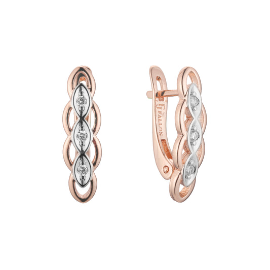 Aretes de racimo en Oro de 14K, Oro Rosa, baño de dos colores