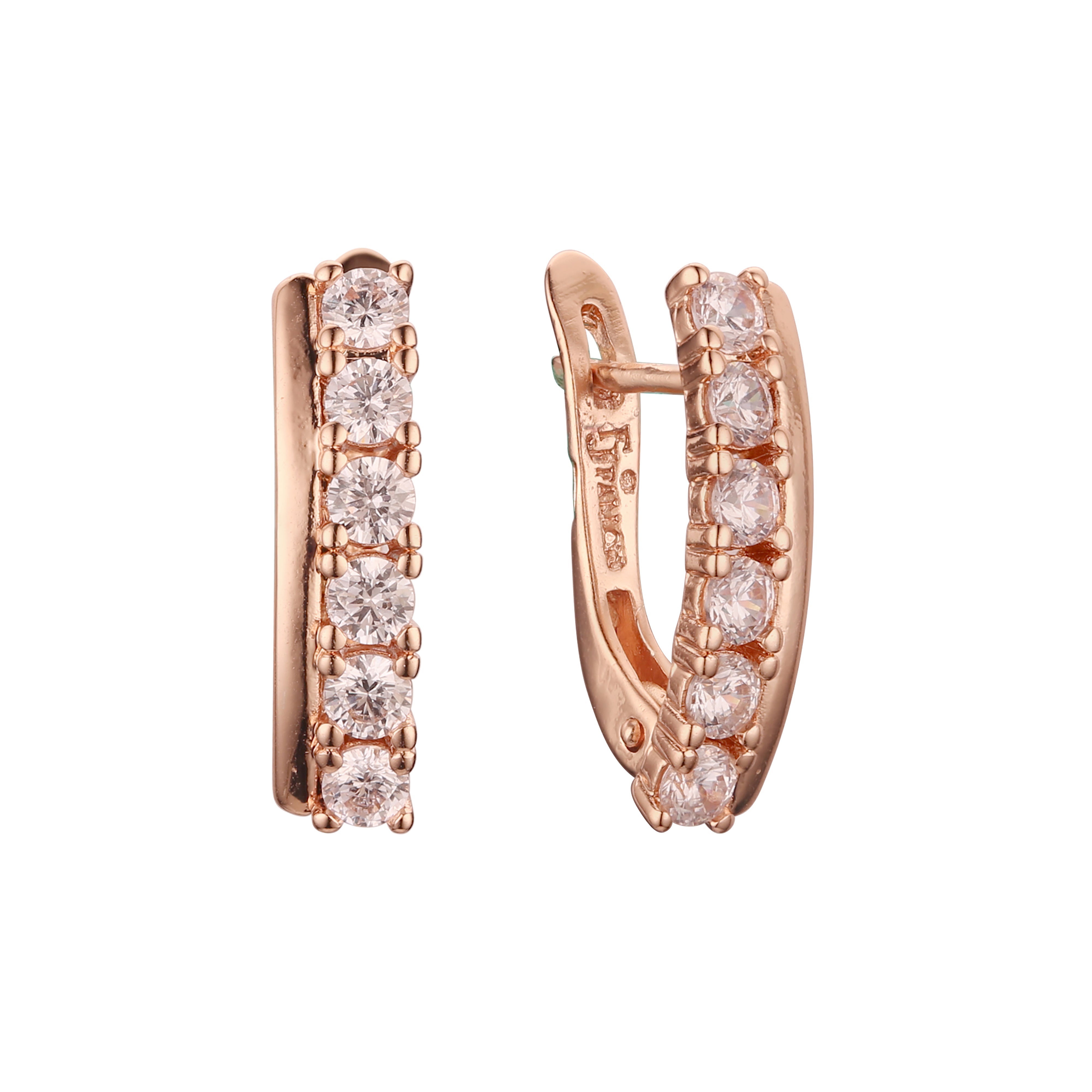 Six stones cluster earrings in Rose Gold, two tone plating colors