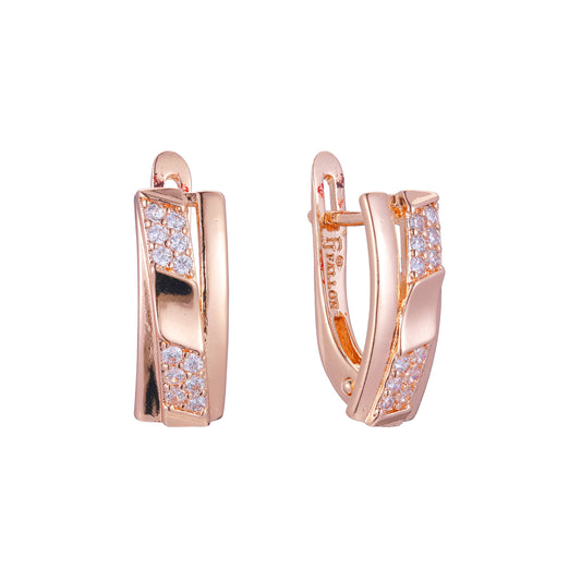 Aretes en Oro 14K, Oro Rosa, baño en dos tonos