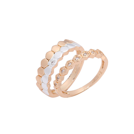 Anillos apilables en Oro Blanco, Oro Rosa, Oro 14K, baño en dos colores