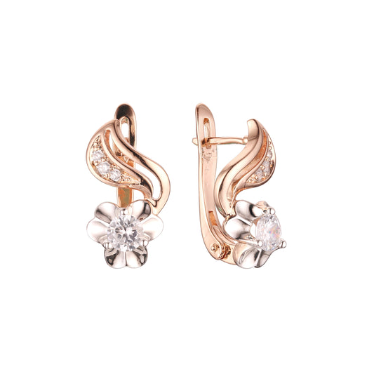 Aretes en Oro 14K, Oro Rosa, baño en dos tonos