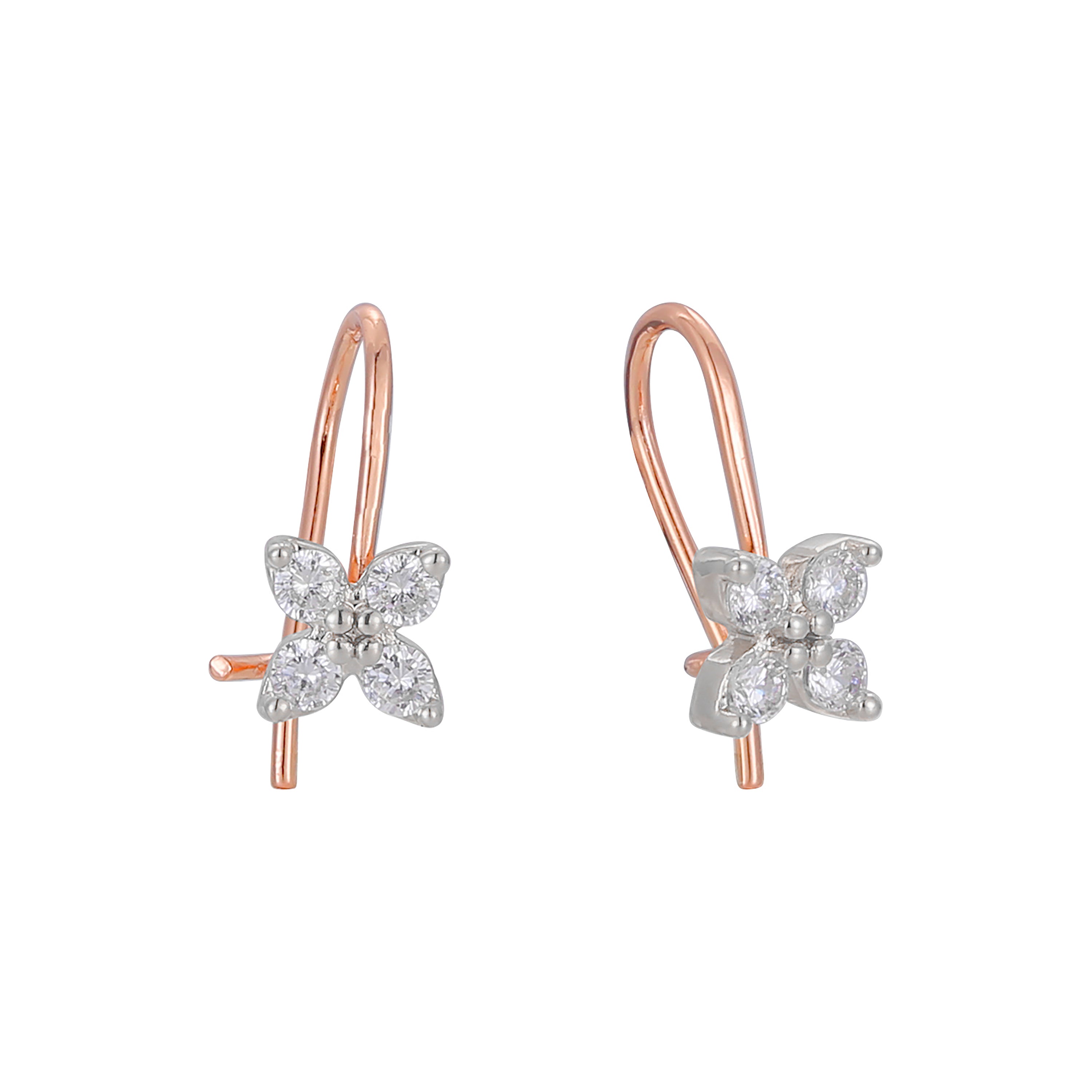 Wire Hook cluster child earrings plated in 14K Gold, Rose Gold