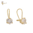 Pendientes de oro blanco CZ Wire Hook de 14 quilates, oro rosa y oro blanco