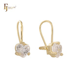 Pendientes de oro blanco CZ Wire Hook de 14 quilates, oro rosa y oro blanco