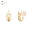 Solitaire Pearl Clamped 14K Gold, Rose Gold Earrings