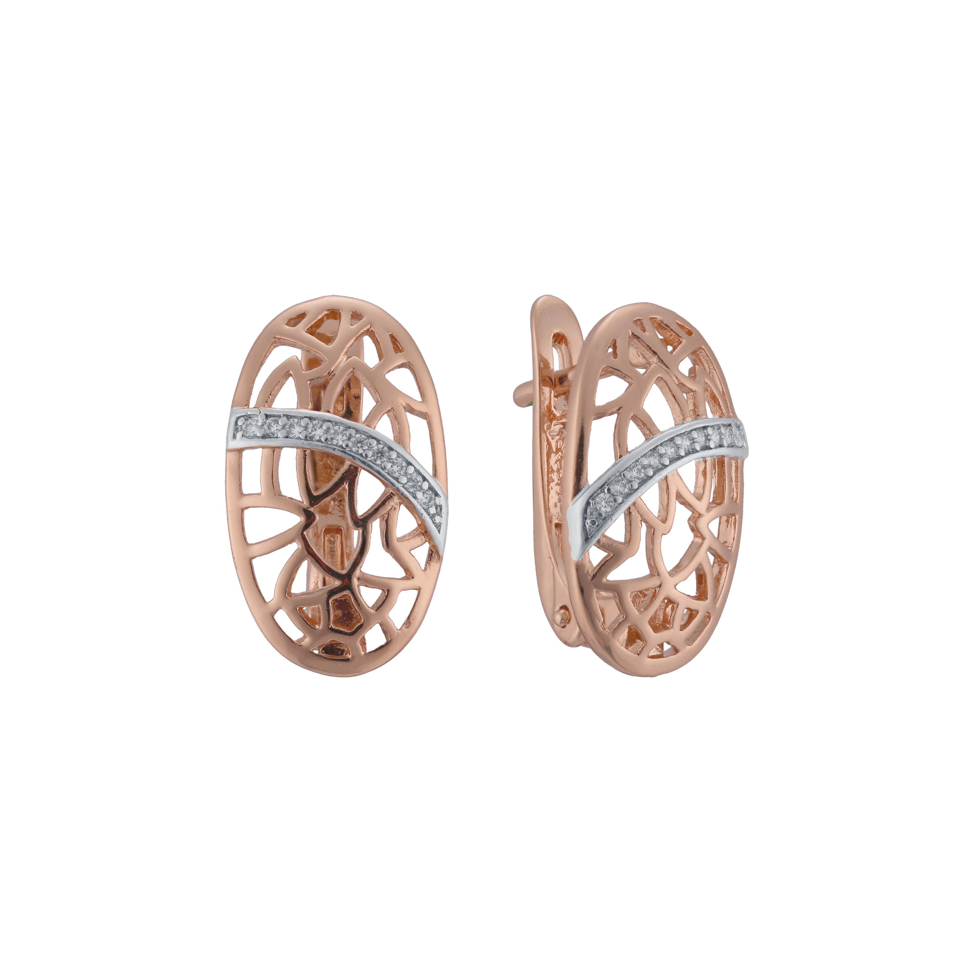 Aretes en Oro 14K, Oro Rosa, baño en dos tonos