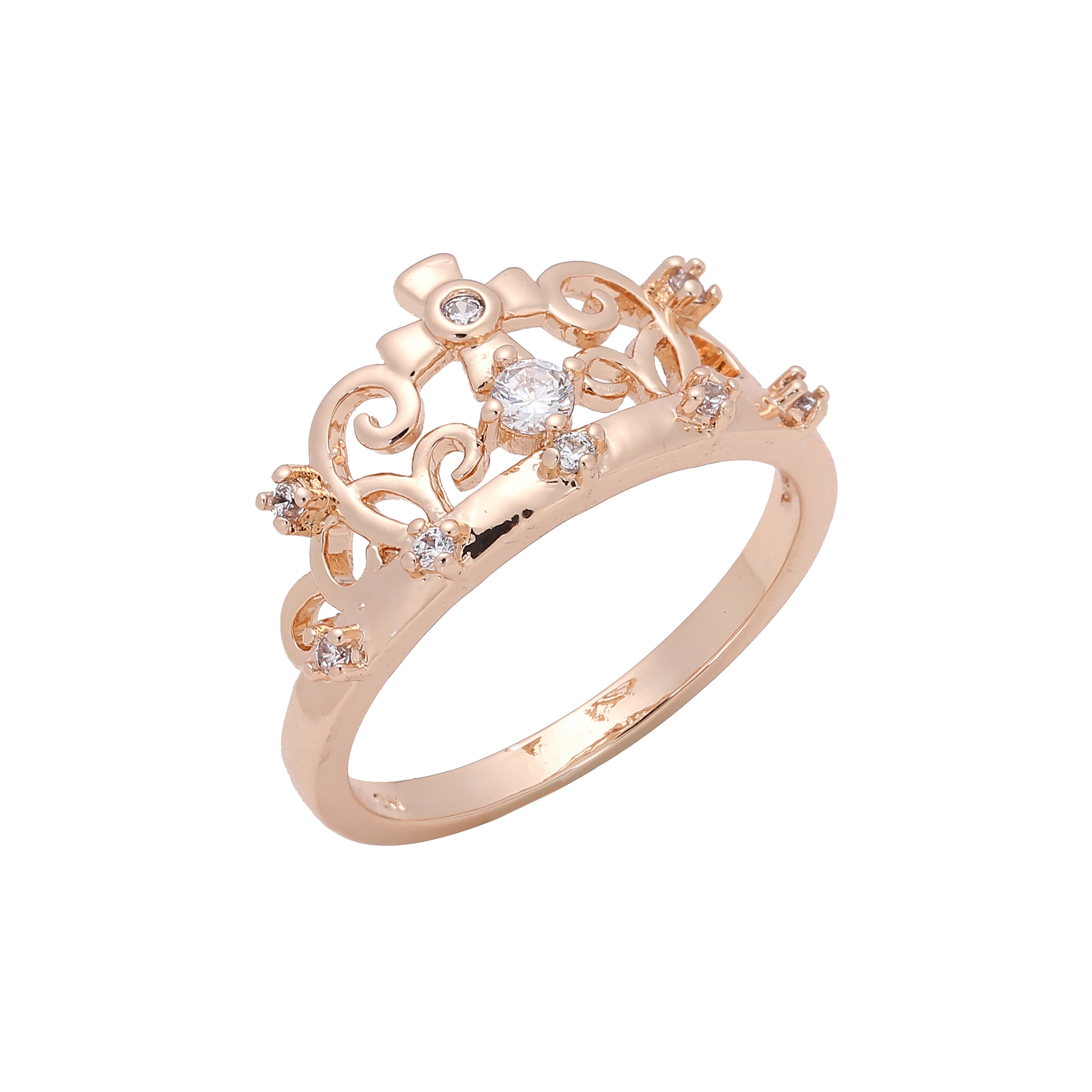 Anillos de corona en oro blanco, Oro 14K, colores de baño de oro rosa