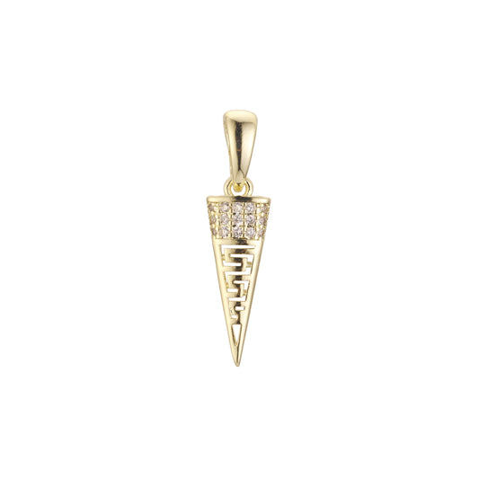 Cone of Greek key 14K Gold pendant