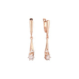 Rose Gold two tone solitaire white cz drop earrings