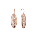 Pendientes de gancho de alambre en Oro 14K, colores de baño de oro rosa.