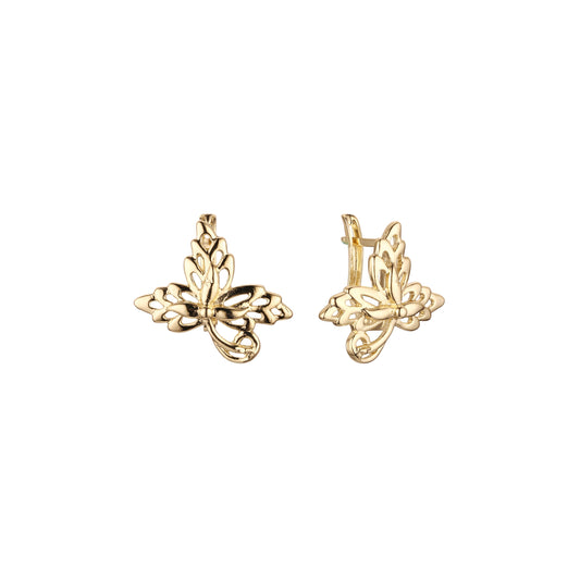 Pendientes Hojas en Oro de 14K, baño de Oro Rosa colores