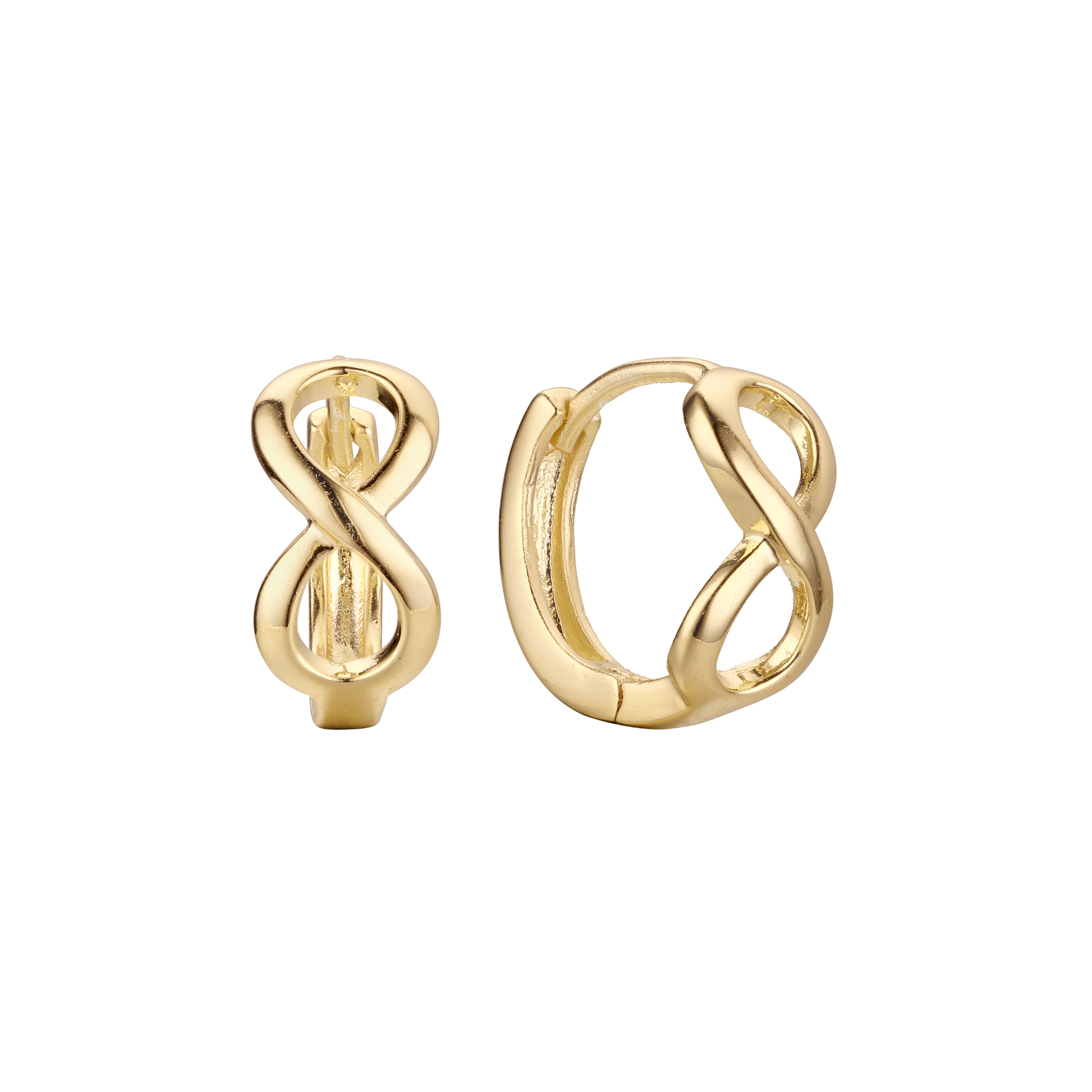 Pendientes huggie Infinity 8 de oro de 14 quilates