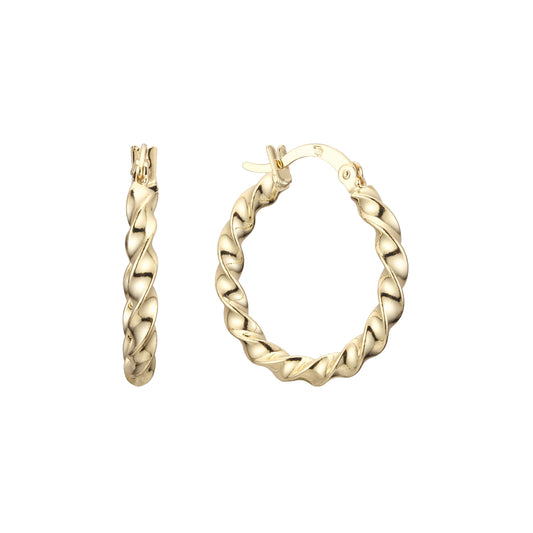 Twisted hoop earrings in 14K Gold, 18K Gold, Rose Gold plating colors