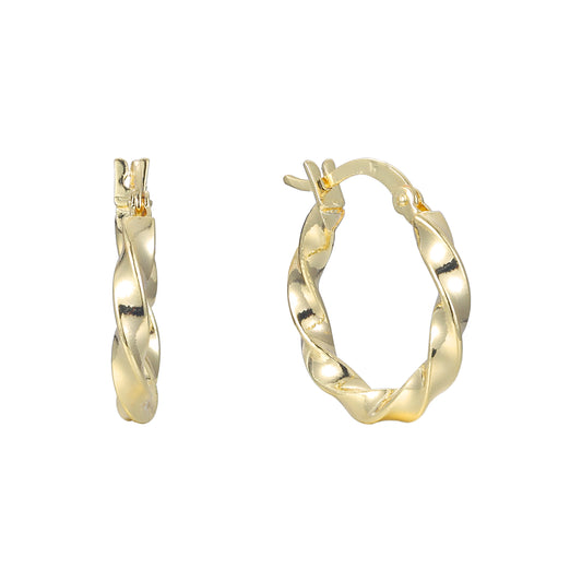 Twisted band 14K Gold hoop earrings