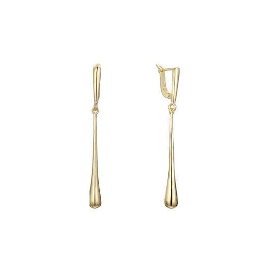 Aretes largos en forma de lágrima en Oro de 14K, baño de Oro Rosa en colores