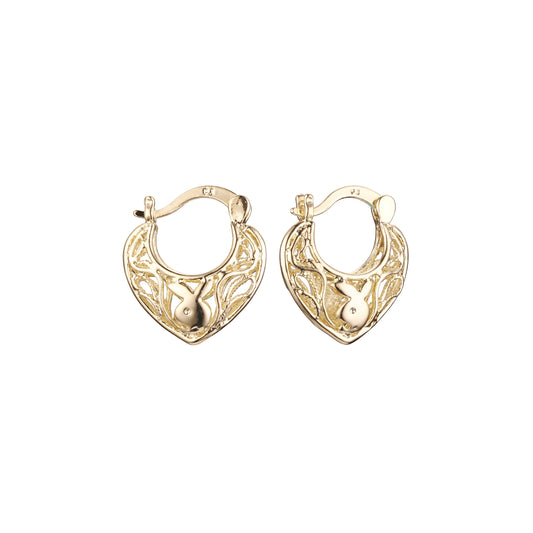 Rabbit hoop earrings in 14K Gold, Rose Gold plating colors