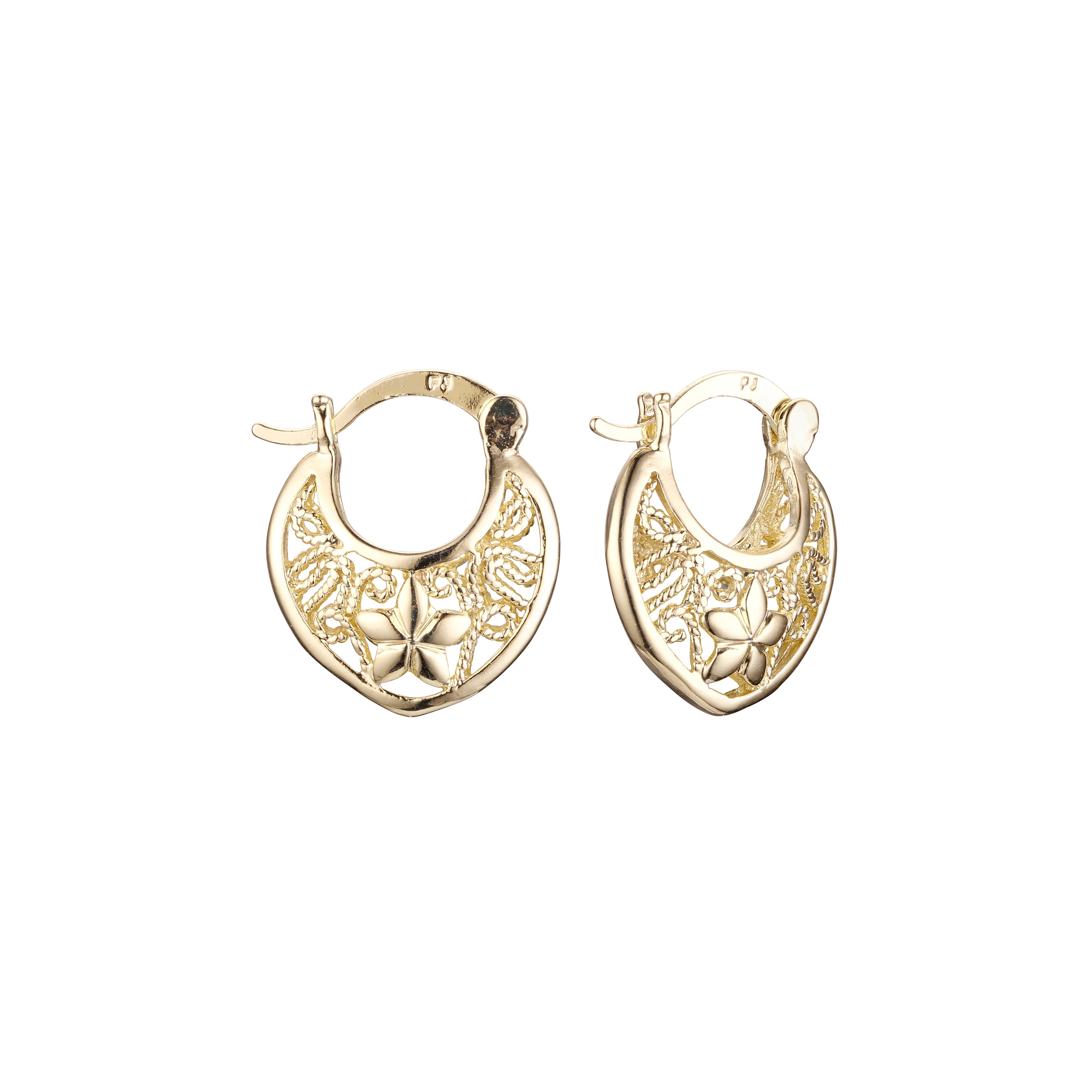 Aretes Flor en Oro de 14K, baño de Oro Rosa colores