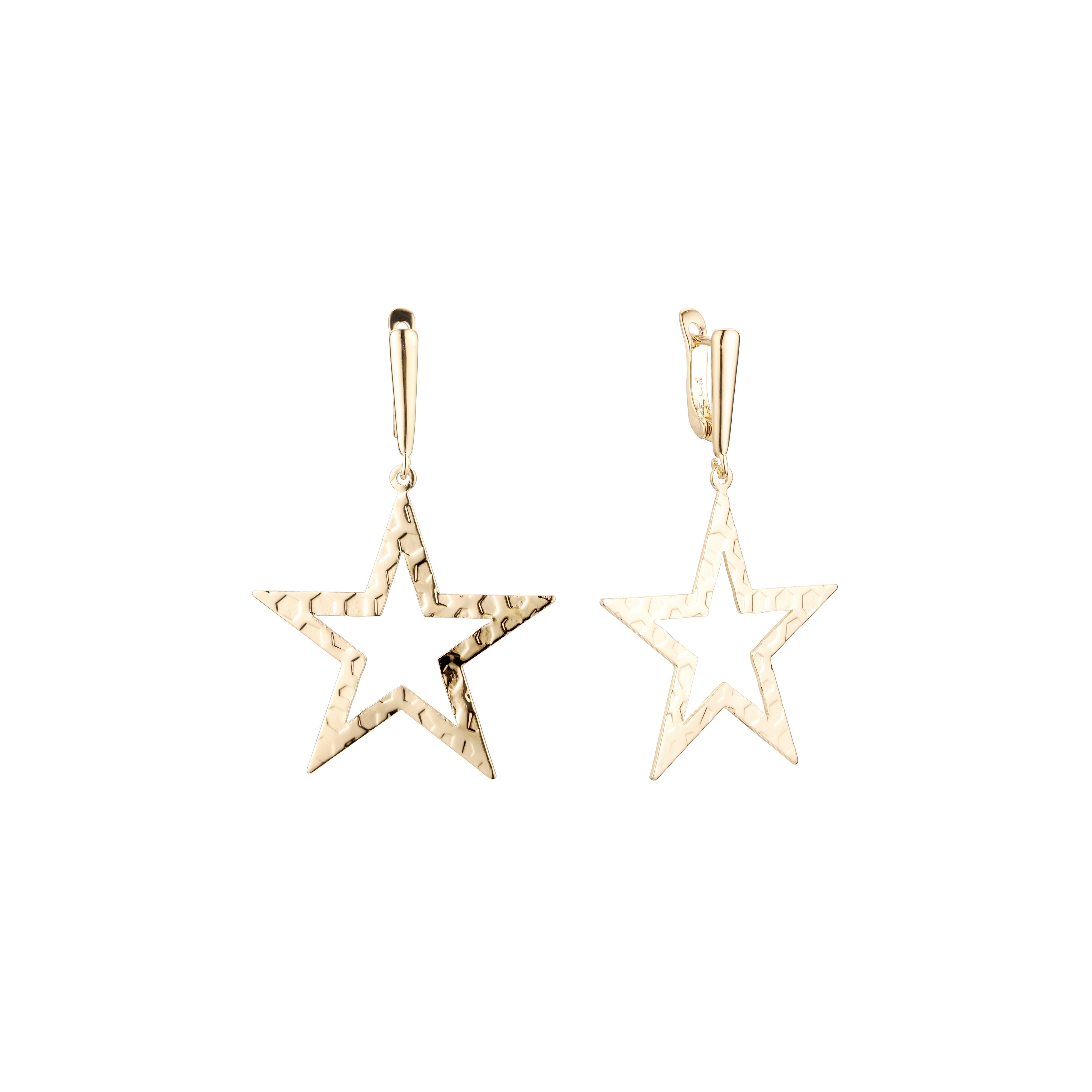 Star earrings in 14K Gold, Rose Gold plating colors