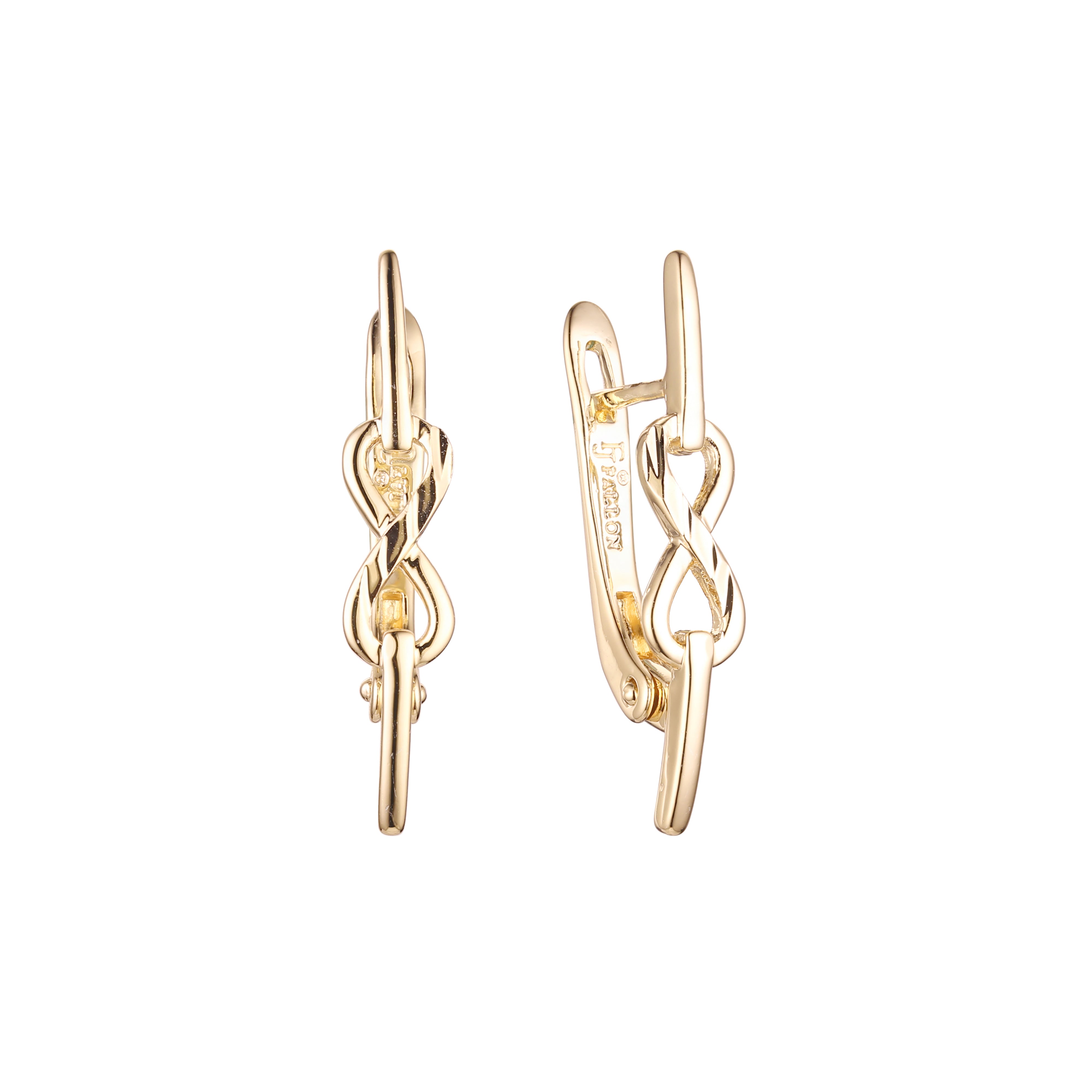 Aretes infinitos en Oro de 14K, baño de Oro Rosa en dos colores