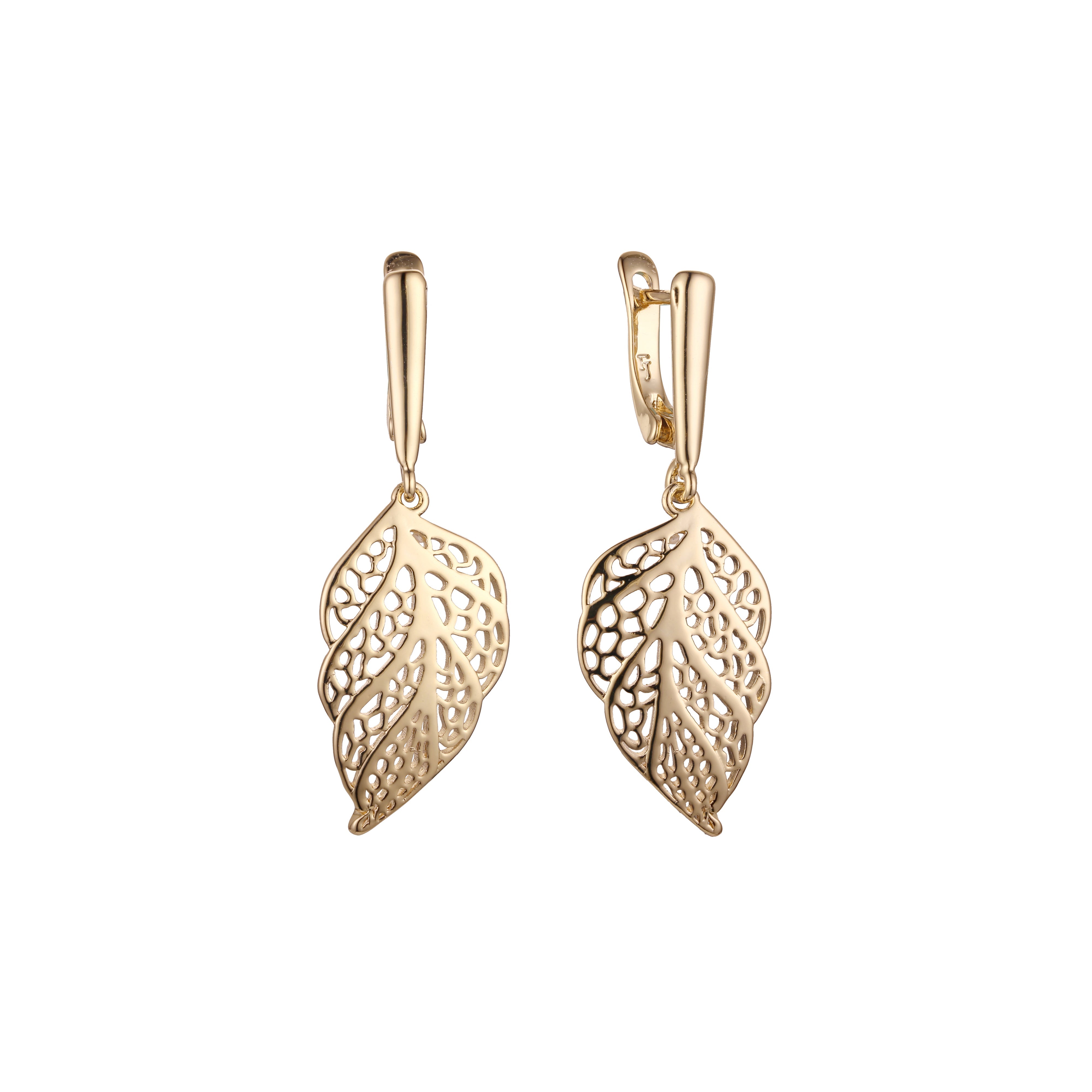 Pendientes Grand Falled Leaves en Oro de 14K, baño de Oro Rosa en colores