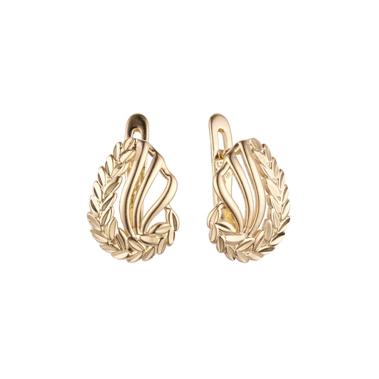 Brincos Leaves em ouro 14K, ouro rosa, duas cores de revestimento