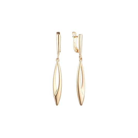 Aretes altos en Oro de 14K, baño de Oro Rosa en dos colores