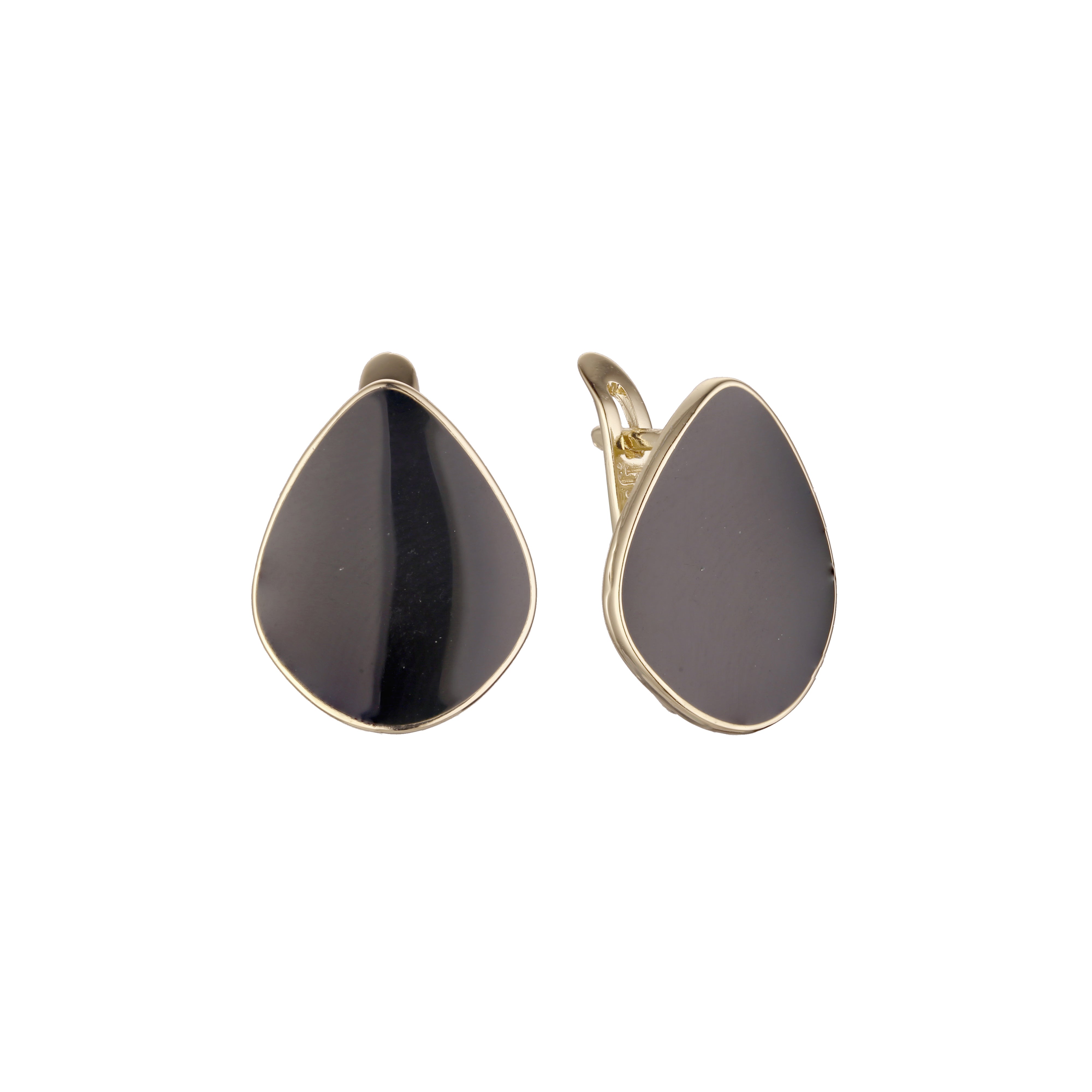 Oval black rhombus 14K Gold, Rose Gold earrings