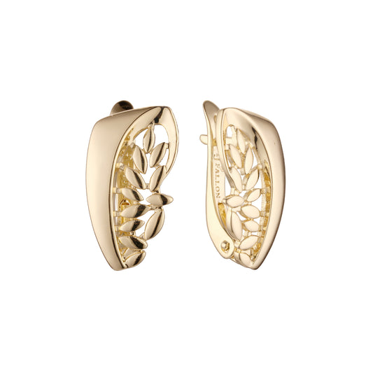 Brincos Leaves em ouro 14K, cores banhadas a ouro rosa