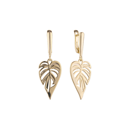 Pendientes Hojas en Oro de 14K, baño de Oro Rosa colores