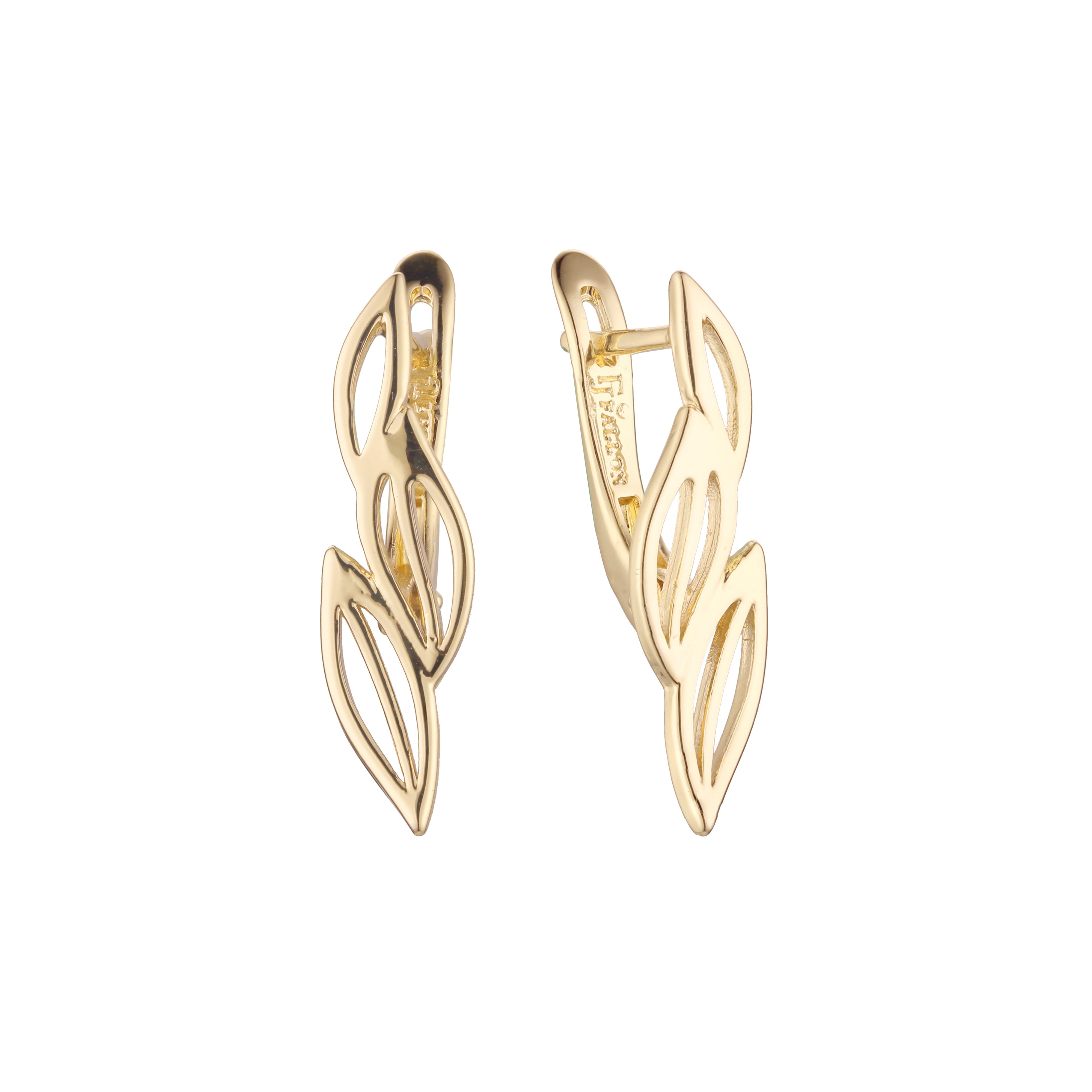 Pendientes Hojas en Oro de 14K, baño de Oro Rosa colores