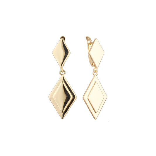 Double rhombus drop 14K Gold, Rose Gold earrings