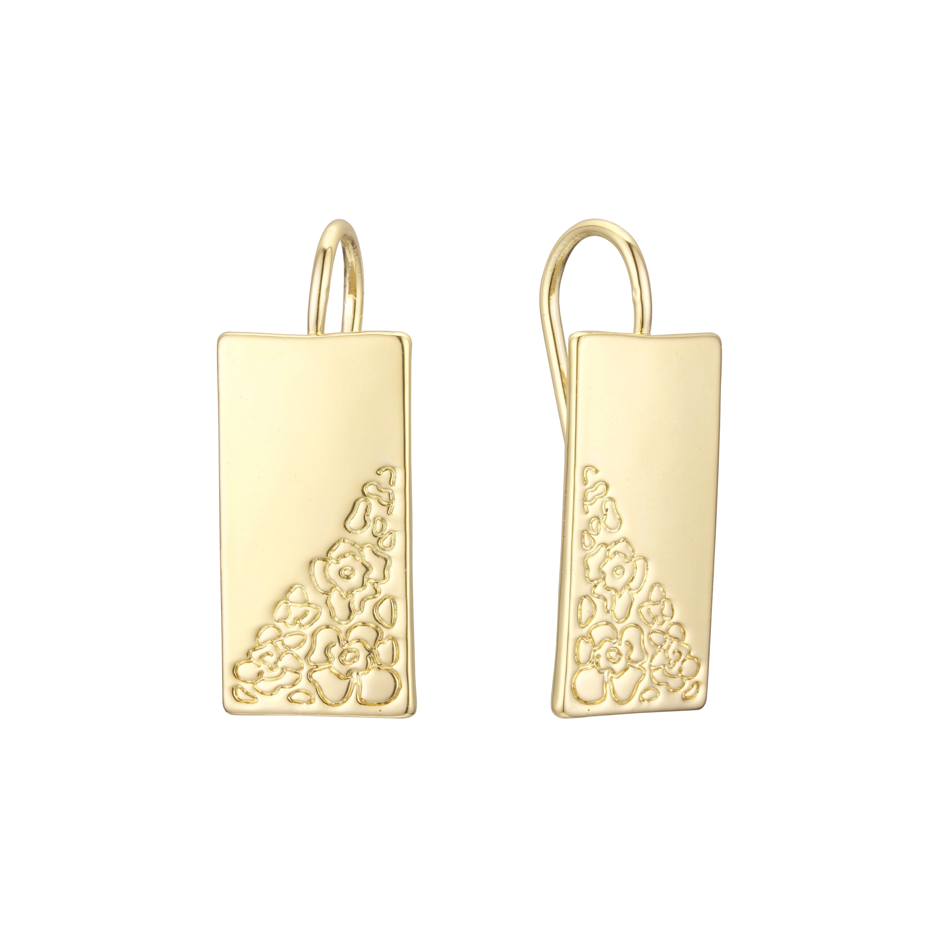 Pendientes de gancho de alambre en Oro 14K, colores de baño de oro rosa.