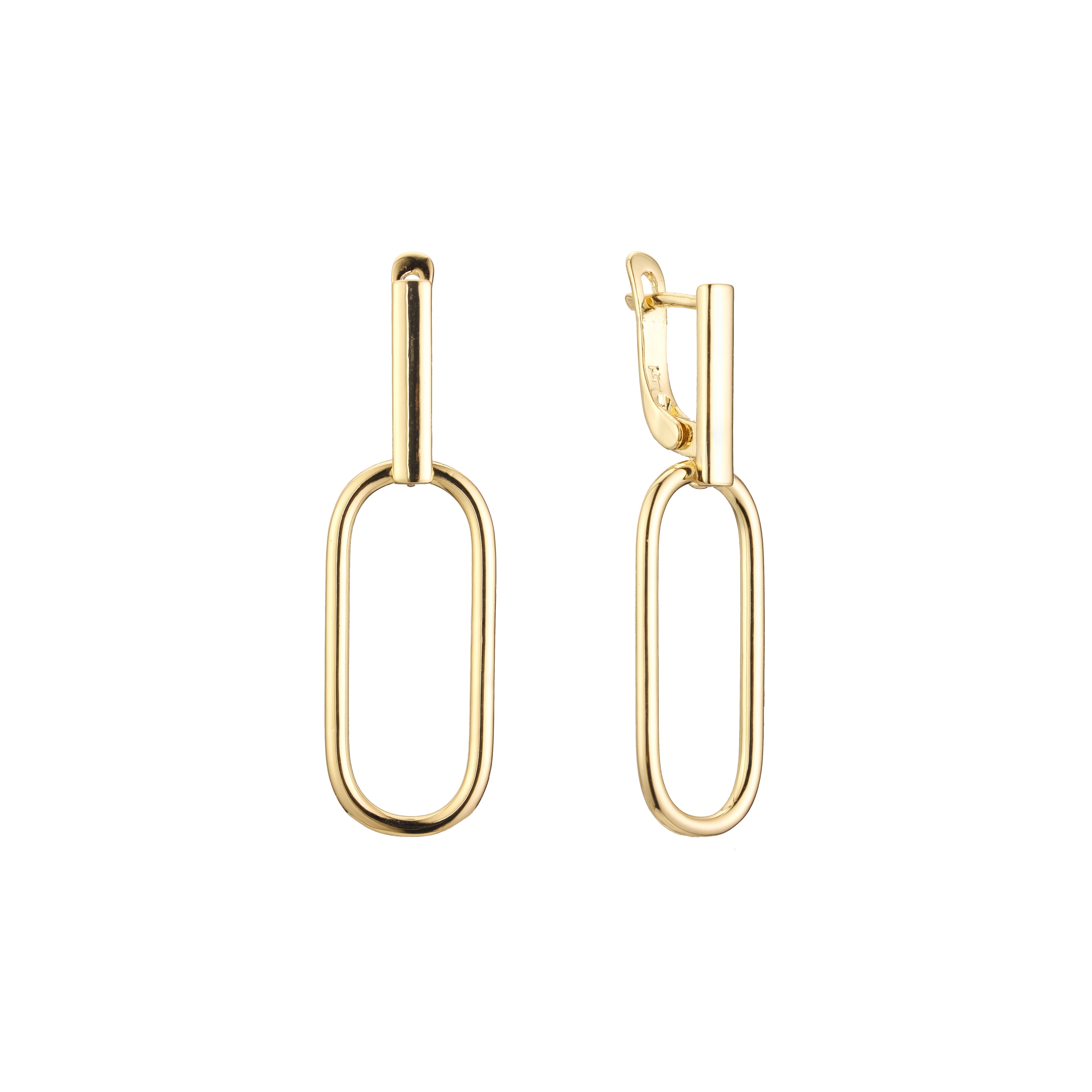 Paperclip earrings in 14K Gold, Rose Gold plating colors