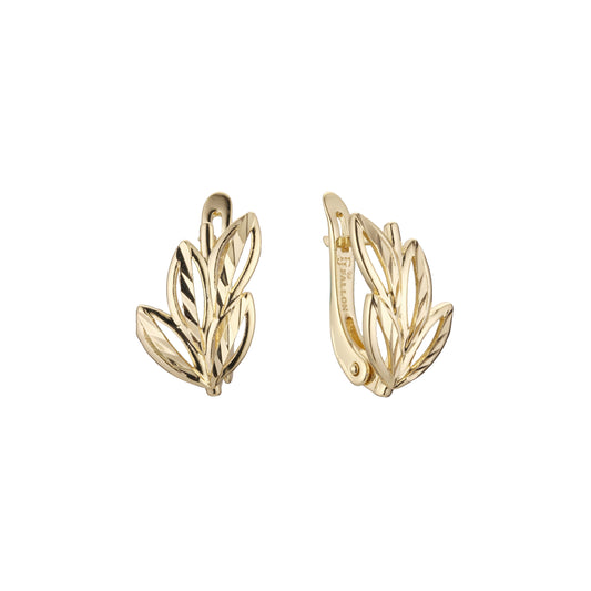 Brincos Leaves em ouro 14K, ouro rosa, duas cores de revestimento