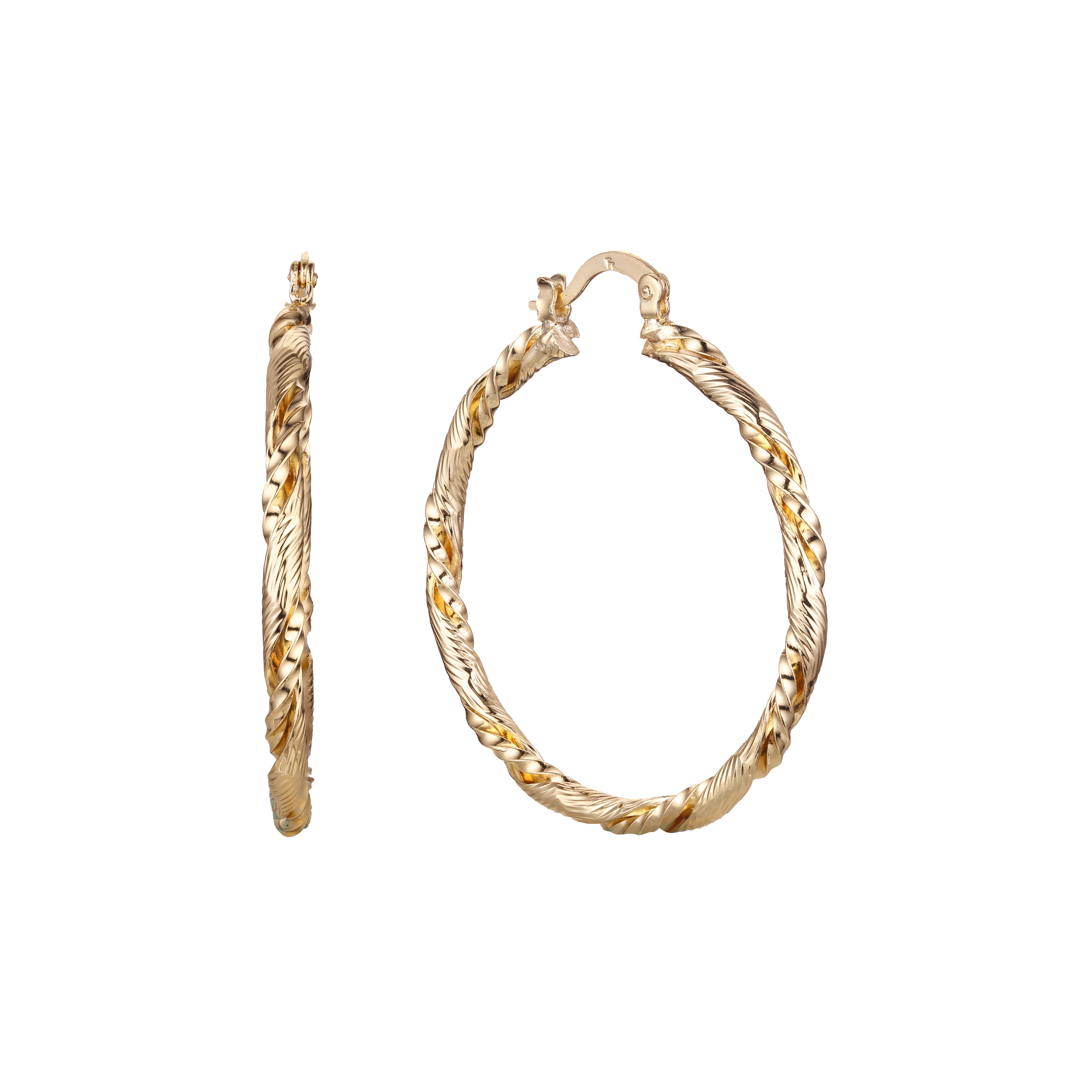 Textured 14K Gold hoop earrings