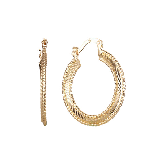 Textured 14K Gold hoop earrings