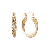 Three row textured 14K Gold hoop earrings