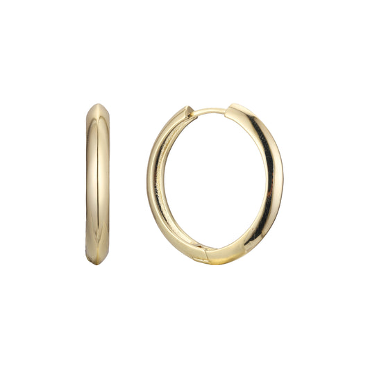 Glossy huggie earrings in 14K Gold, Rose Gold plating colors