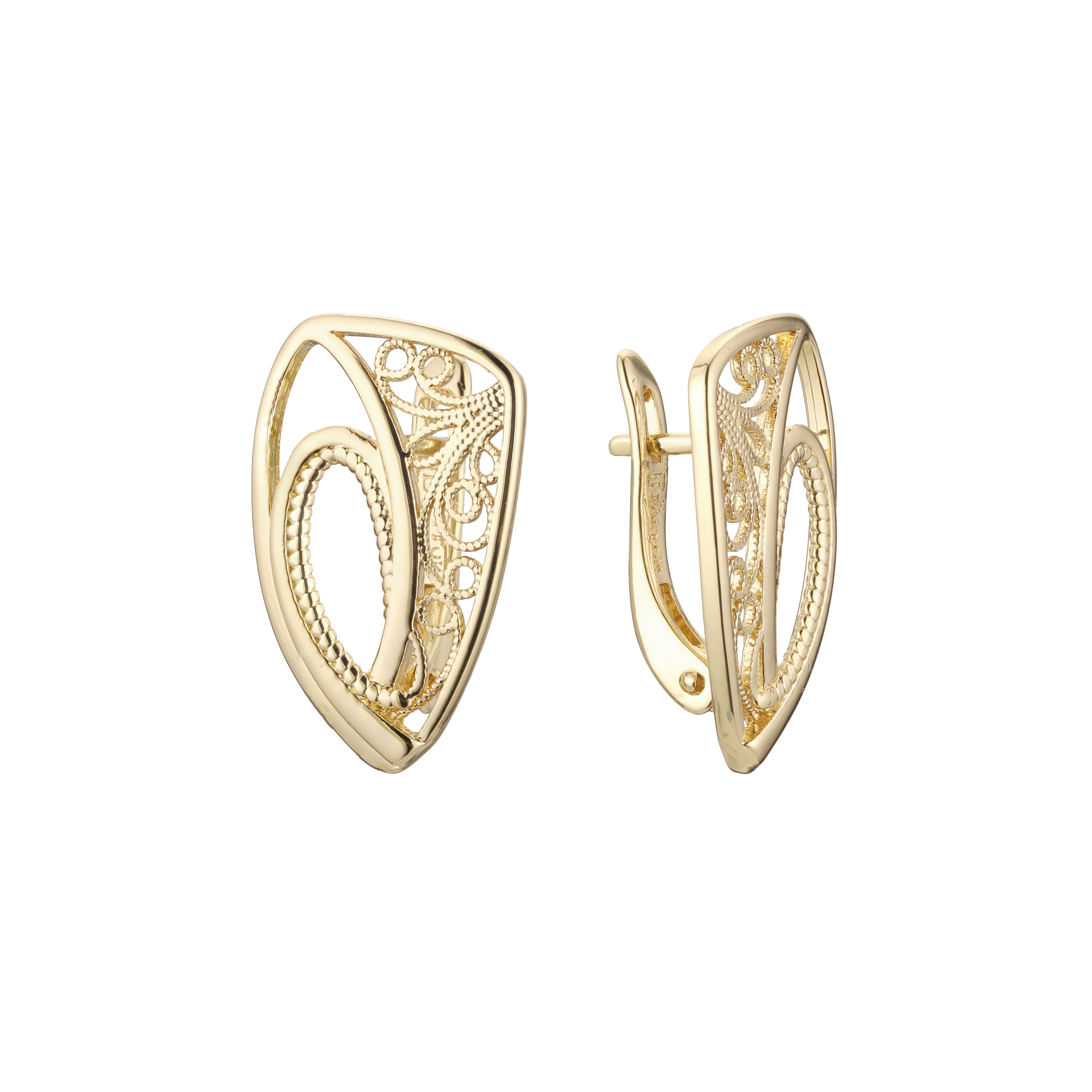 Selina's Wave Filigree clip-on 14K Gold, Rose Gold earrings