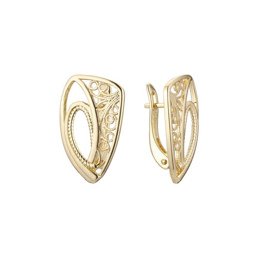 Selina's Wave Filigree clip-on 14K Gold, Rose Gold earrings