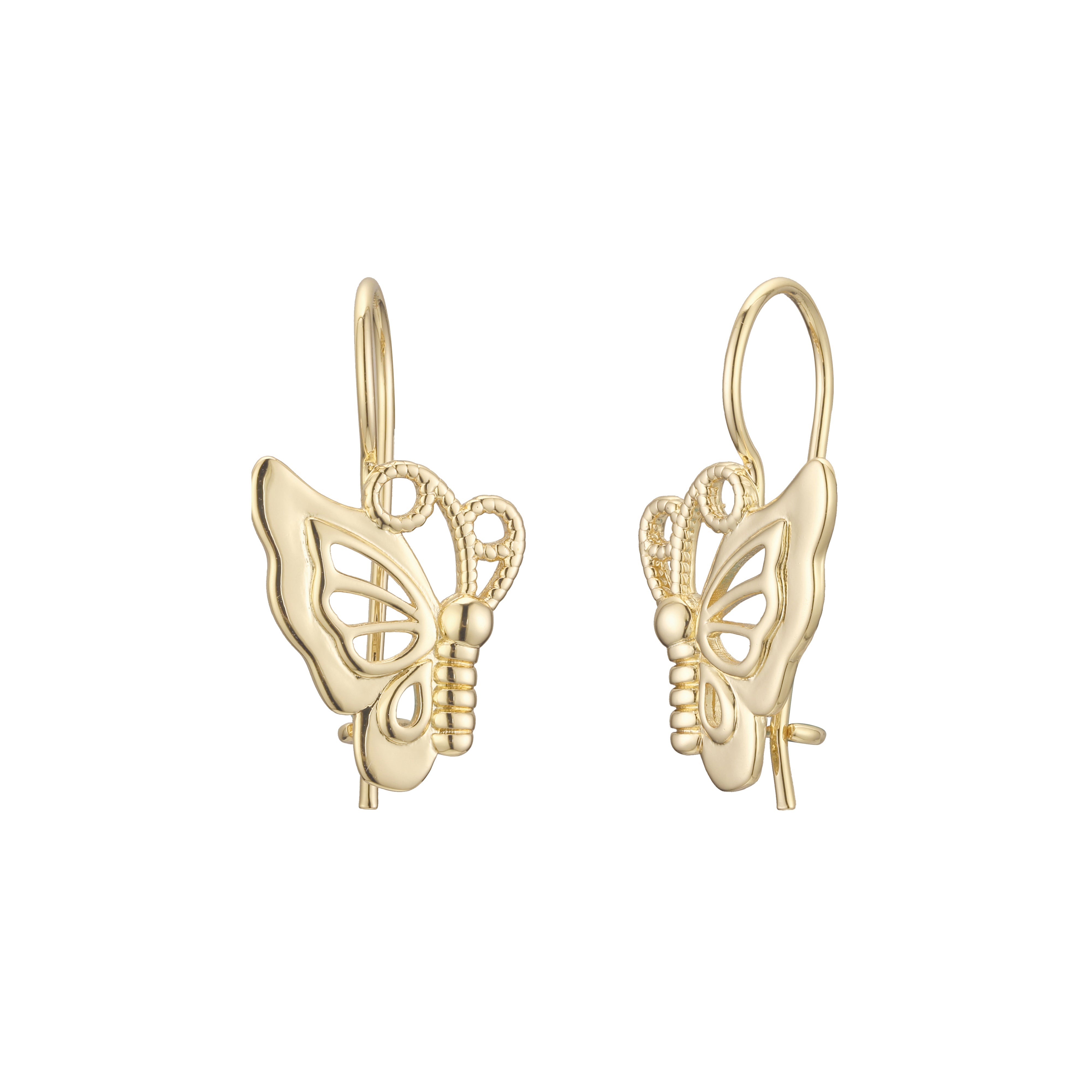 Wire hook child earrings in 14K Gold, Rose Gold plating colors