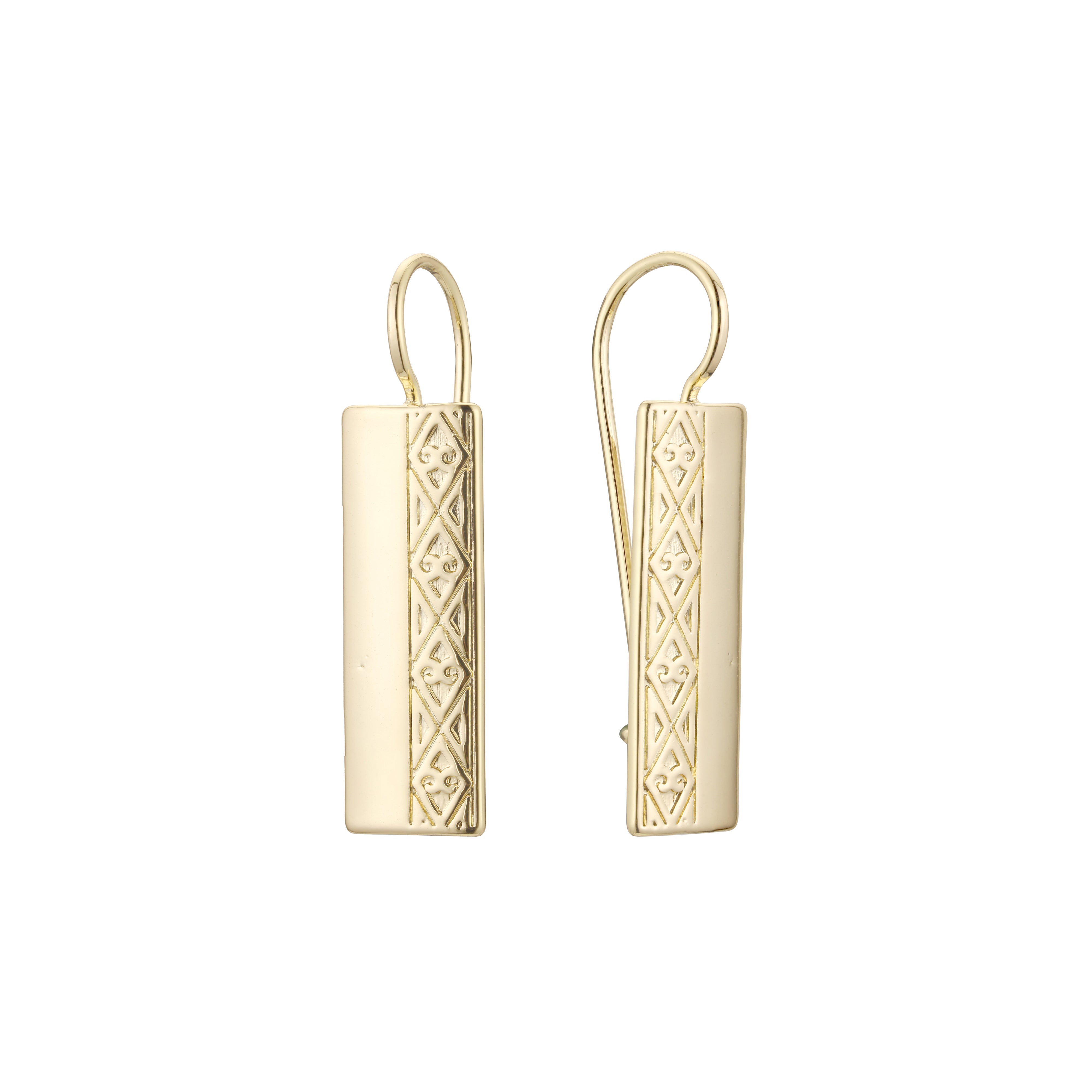 Pendientes de gancho de alambre en Oro 14K, colores de baño de oro rosa.