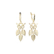 Owl and three leaves earrings in 14K Gold, Rose Gold plating colors