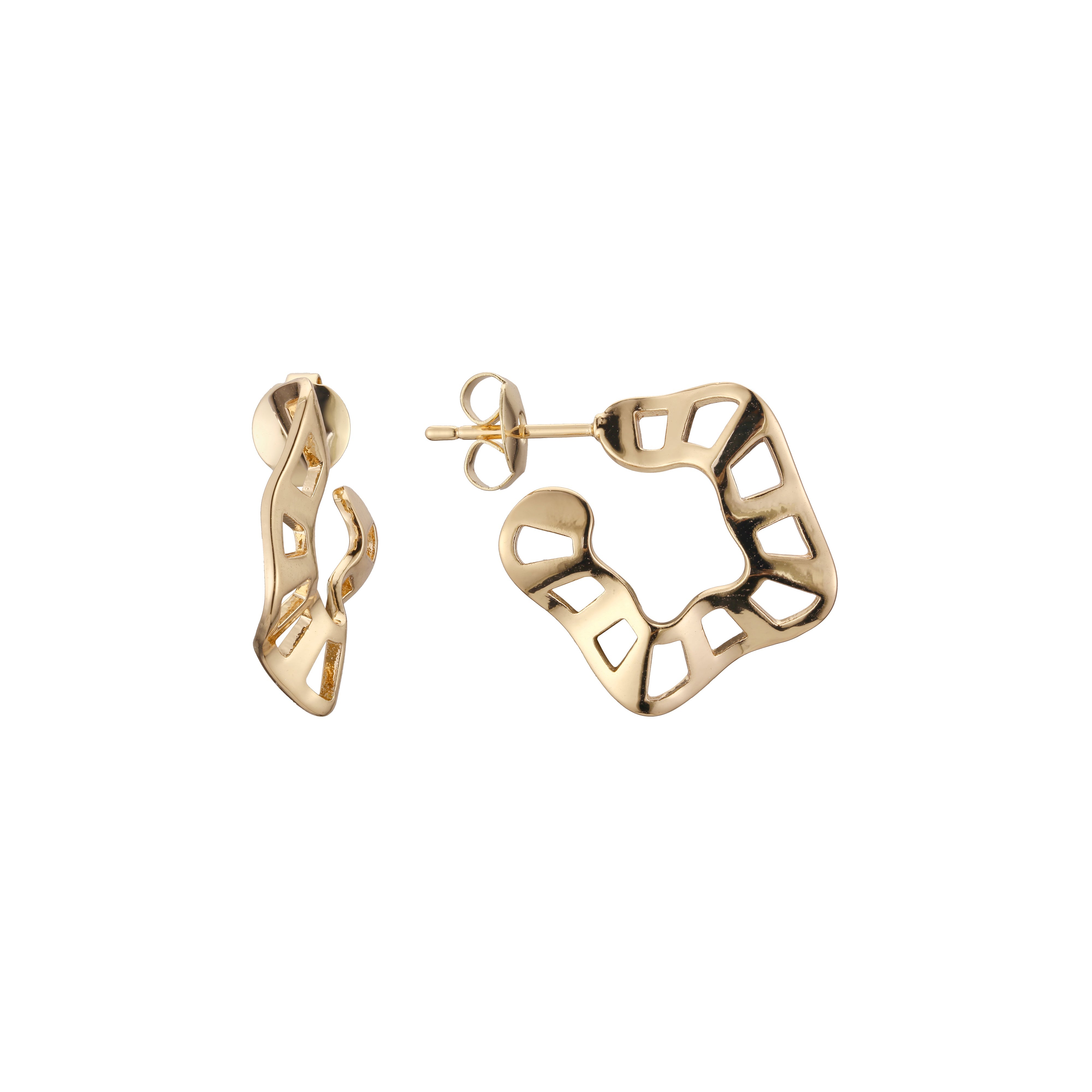 Wonderful C hoop 14K Gold, Rose Gold stud earrings