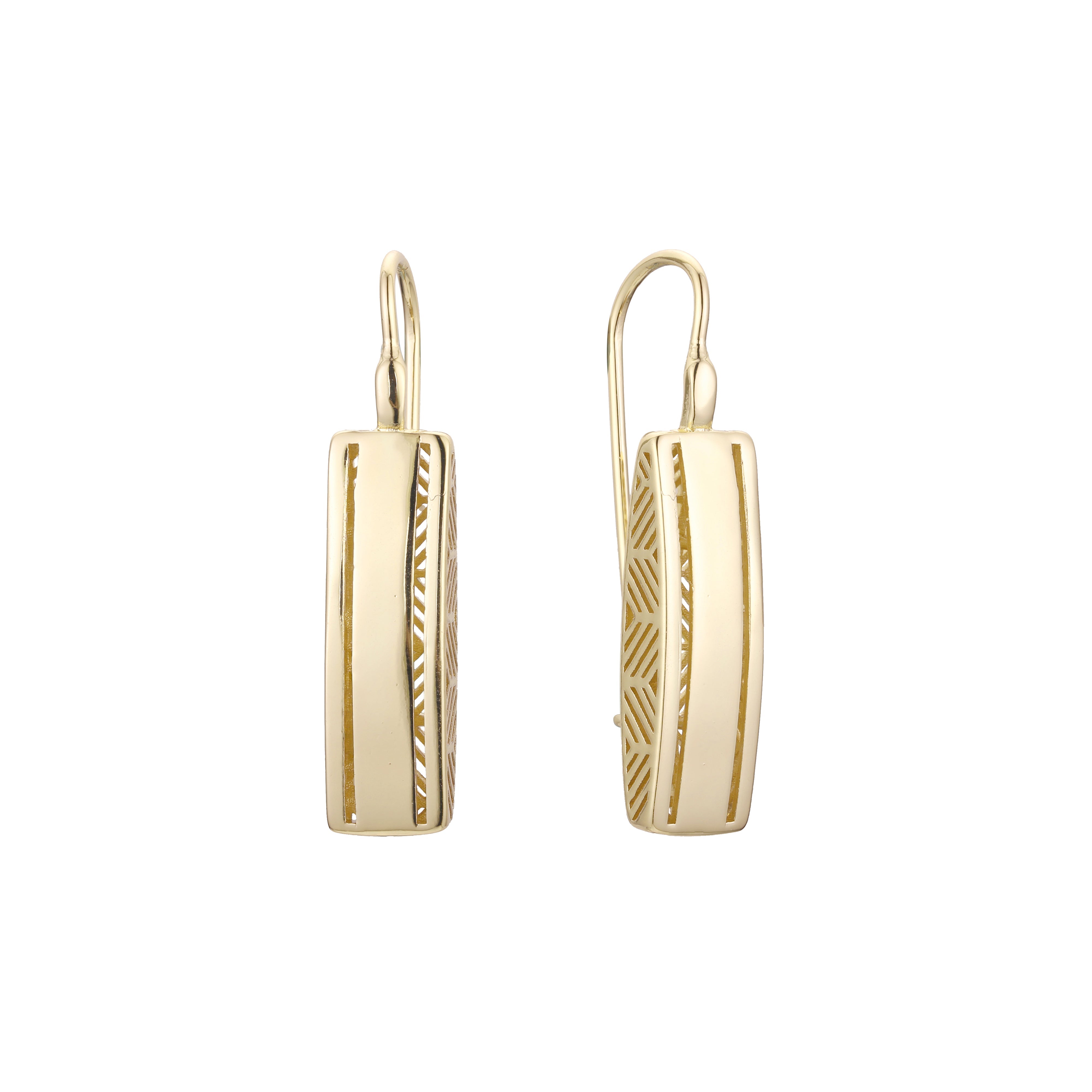 Pendientes de gancho de alambre en Oro 14K, colores de baño de oro rosa.