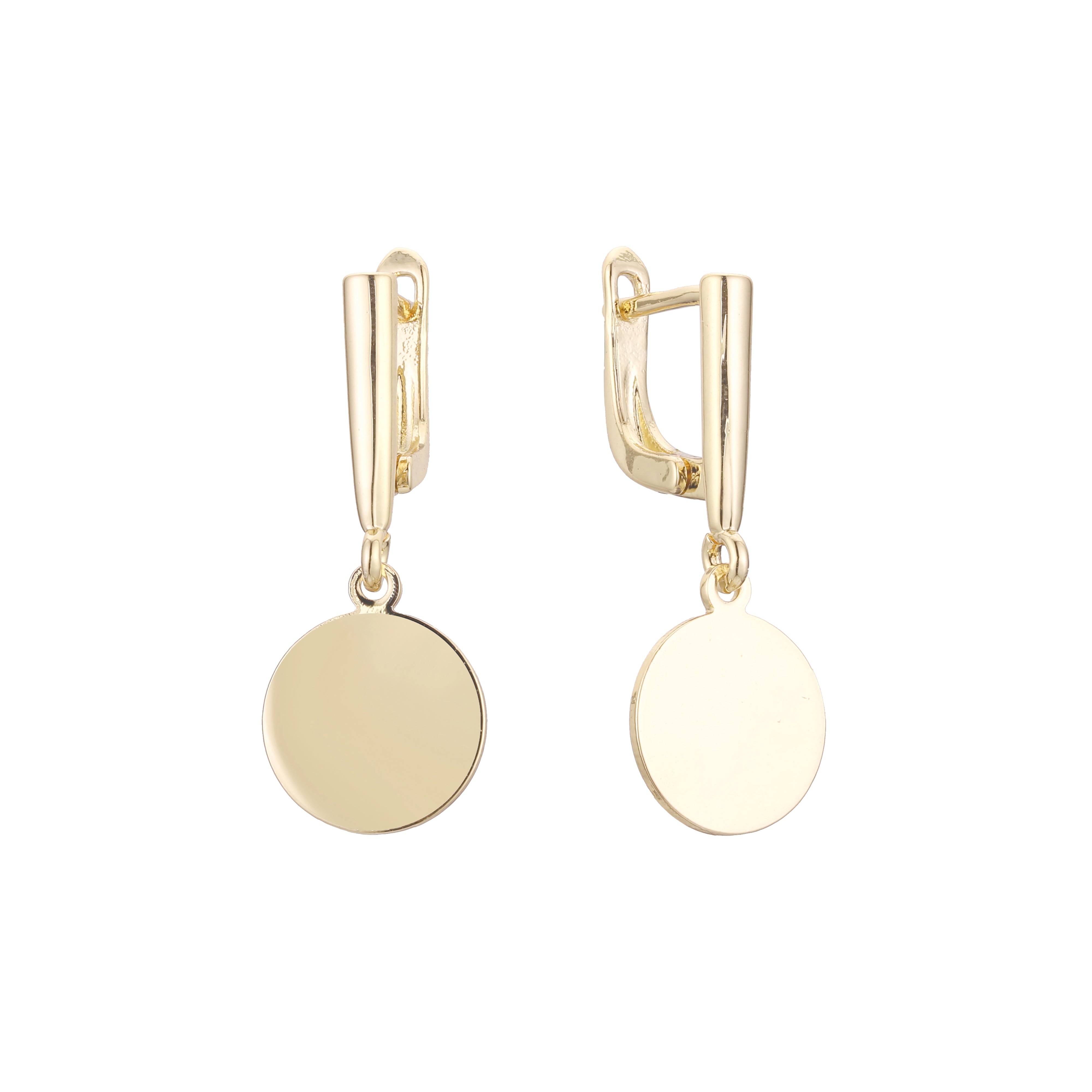 Polished disc earrings in 14K Gold, Rose Gold plating colors