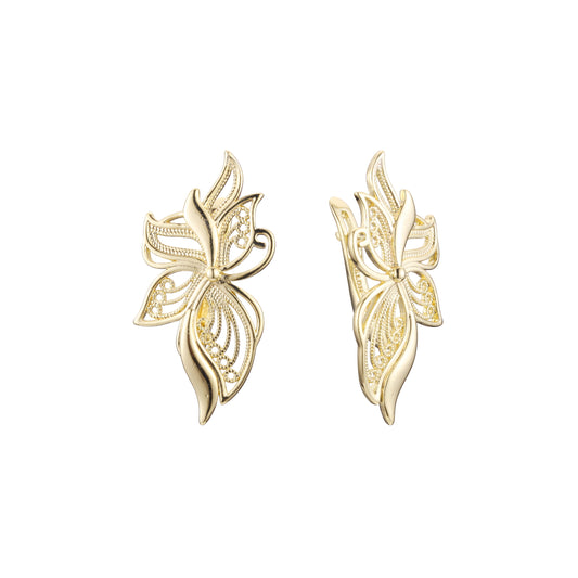 Brincos borboleta Leaves em ouro 14K, cores banhadas a ouro rosa