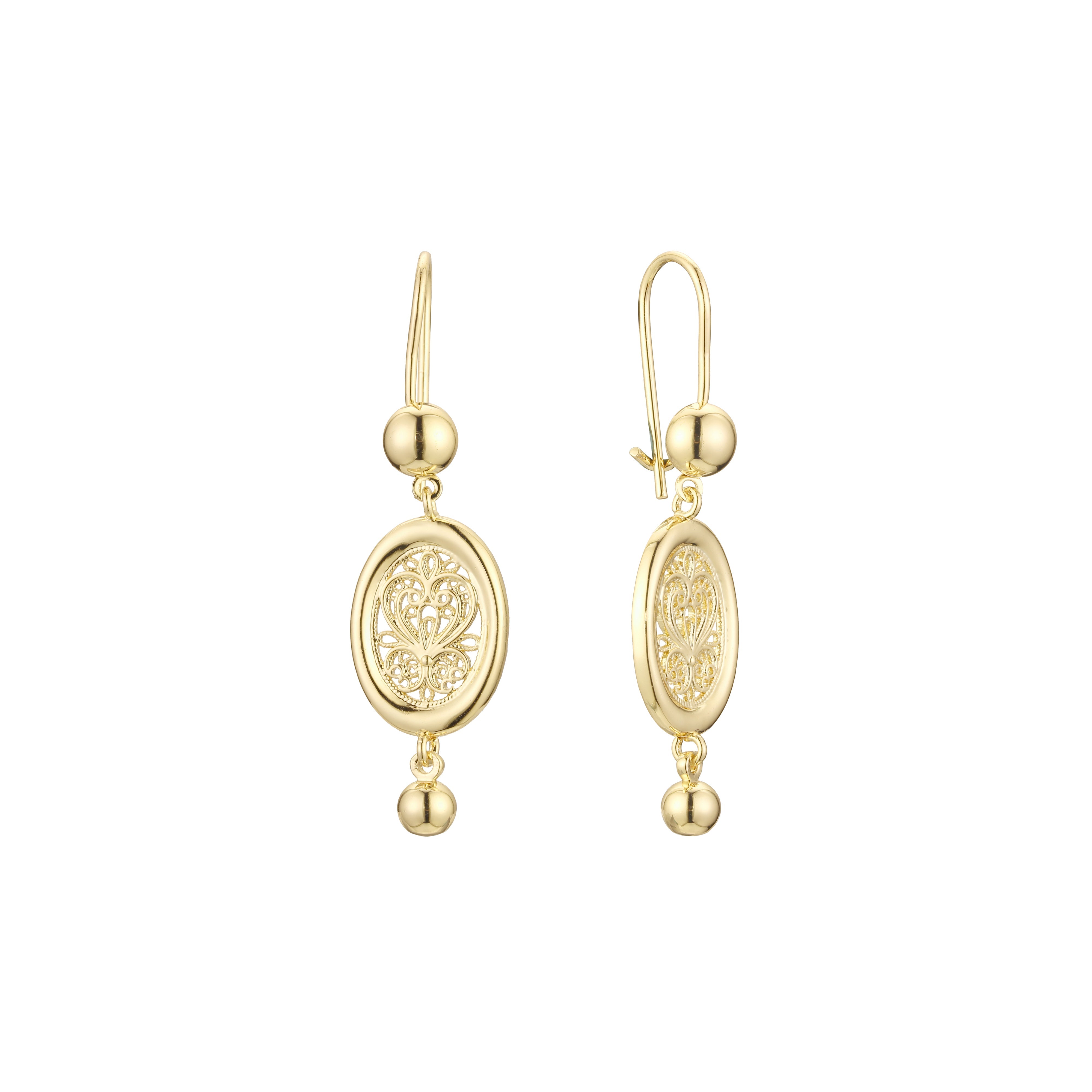 Aretes de gancho de alambre de perlas en Oro 14K, colores de baño de oro rosa