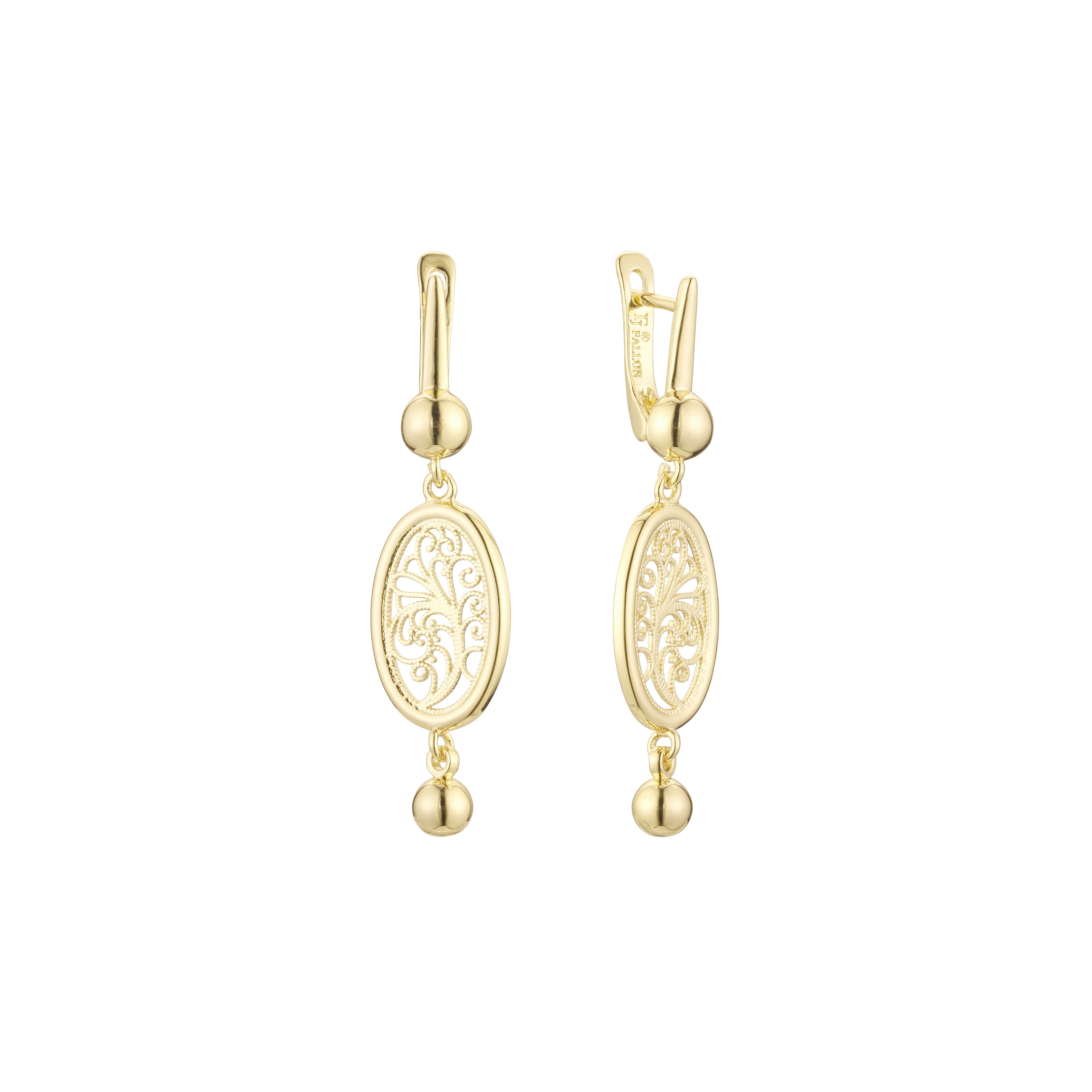 Aretes abalorios y ondas en Oro de 14K, baño de Oro Rosa colores